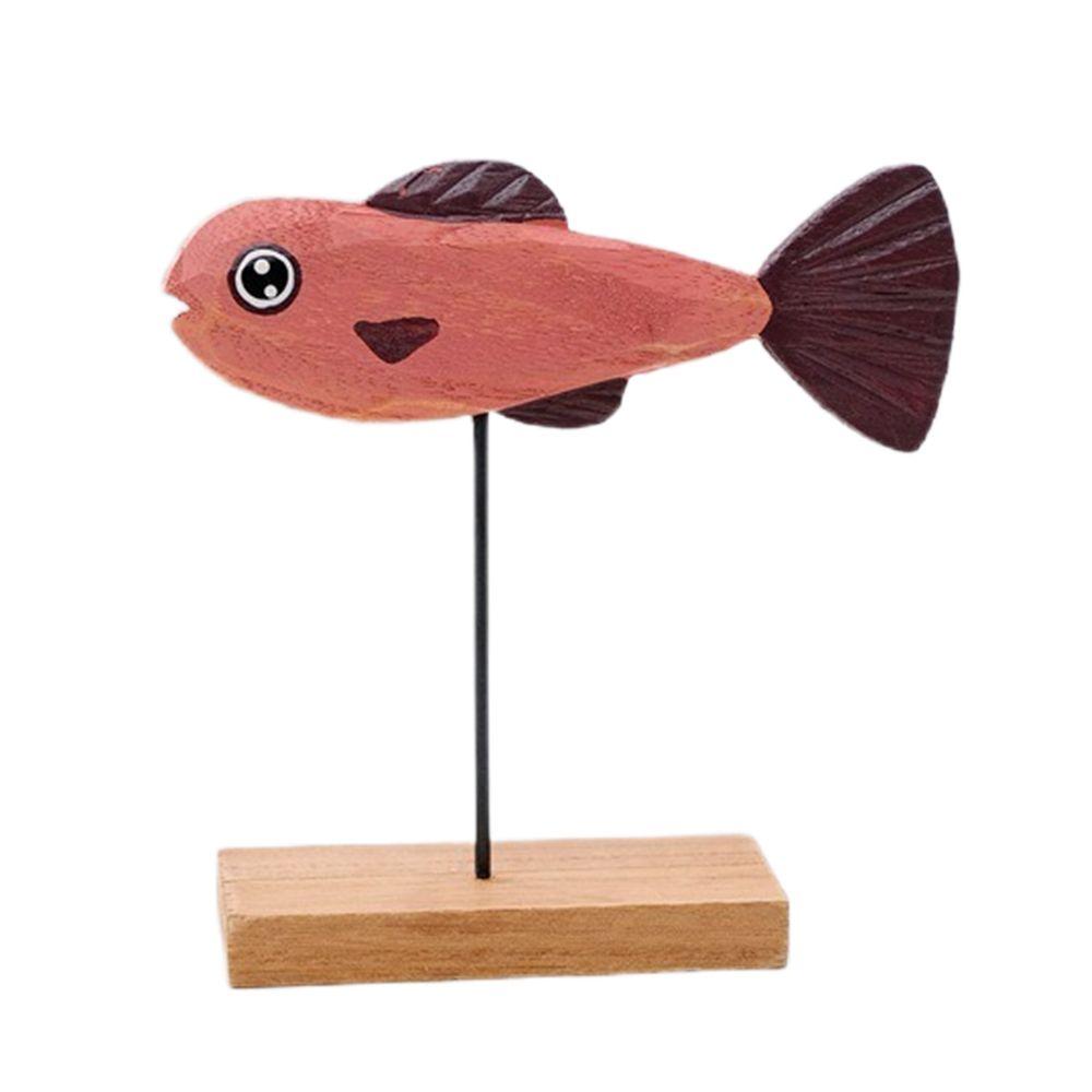 Decoration Handmade Crafts Fish Pattern Ornament Fishes Sculpture Table Decor Wooden Fish Statue