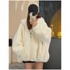 Faux Fur Coat Women Casual Hoodie Loose Fluffy Thicken Warm Jacket Female Winter Fashion Solid Zipper Warm Outwears Lady