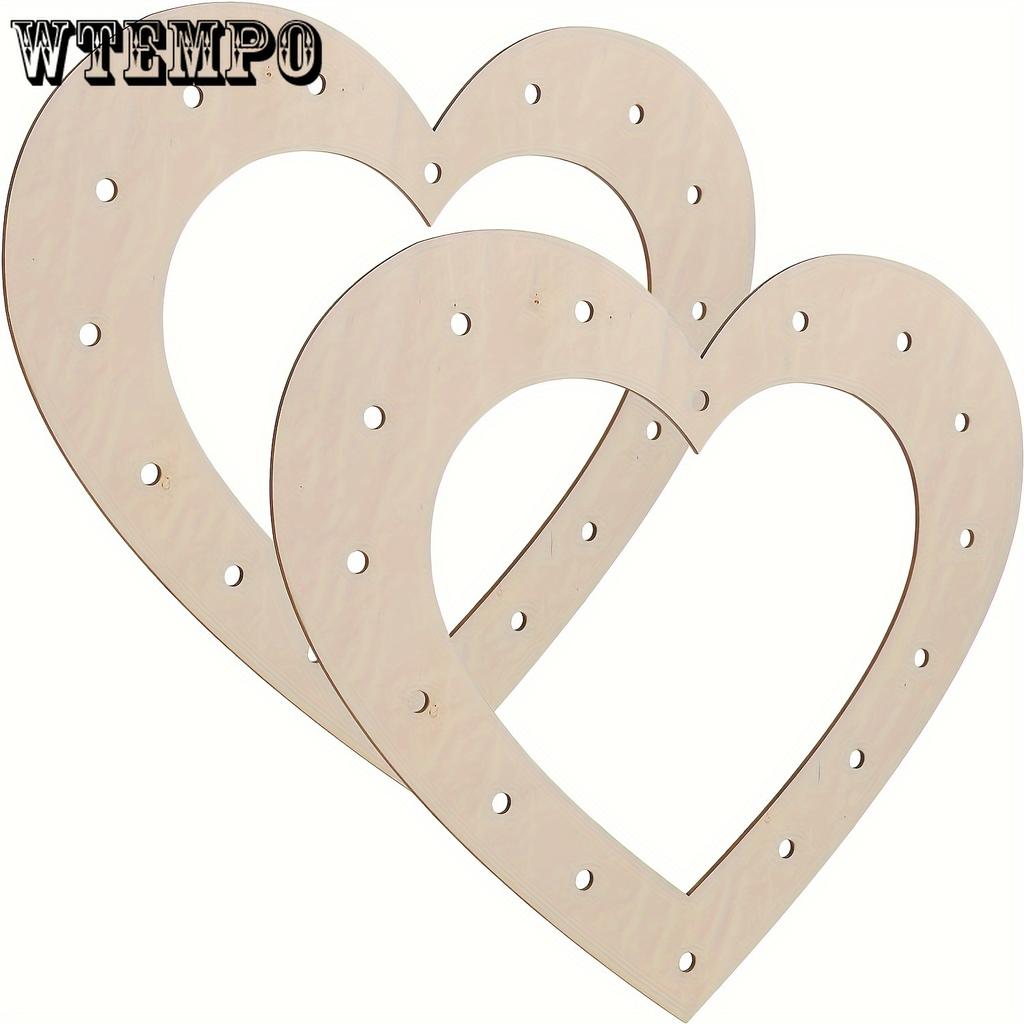 2pcs Heart-Shaped Wooden Wreath Frames for DIY Crafts - Unpainted Floral Hoops for Home Decor, Garland Making & Party Decorations