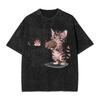 Beach Tee Shirt Y2K Casual Clothing Birthday Gift Men T Shirt Cat Hey You Dropped This Cheeky Kitten Washed T-Shirts Harajuku