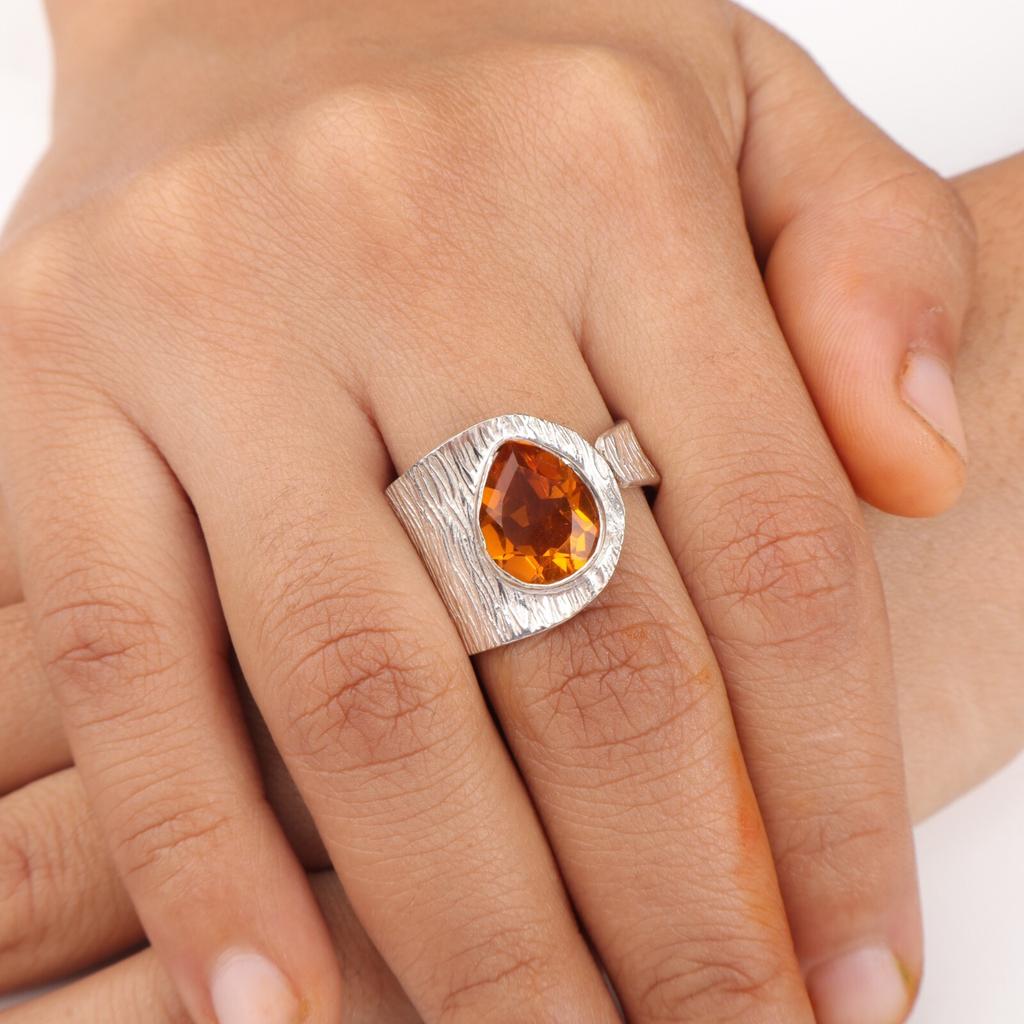 Yellow Citrine Gemstone 925 Stamped Silver Jewelry Handmade Ring Valentines Gift RR-63-8