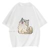 Модная забавная хлопковая футболка с принтом мультяшного кота, летняя повседневная футболка оверсайз в стиле Харадзюку с круглым вырезом, мужская одежда, унисекс топы и футболки