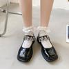 Fashion Lolita Shoes Square Low Heel Japanese Girl Buckle Patent Leather Shoes Mary Jane Flats Loafers Autumn 2024 Women Platform Pumps