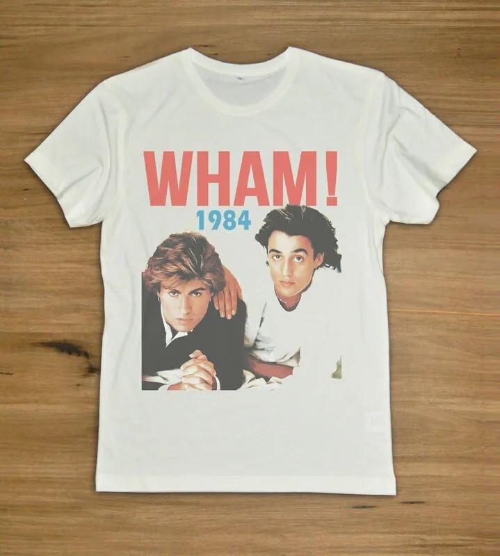 ВИНТАЖ 1984 WHAM Джордж Майкл Эндрю Риджли Футболка Полный Размер Белая футболка NG2333 Унисекс Футболка