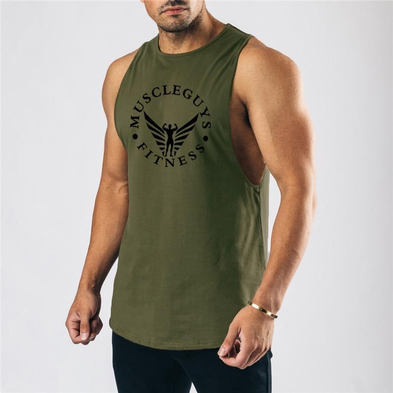 Muscleguys Футболка без рукавов, мужская хлопковая дышащая майка, летняя легкая свободная спортивная жилетка для фитнеса