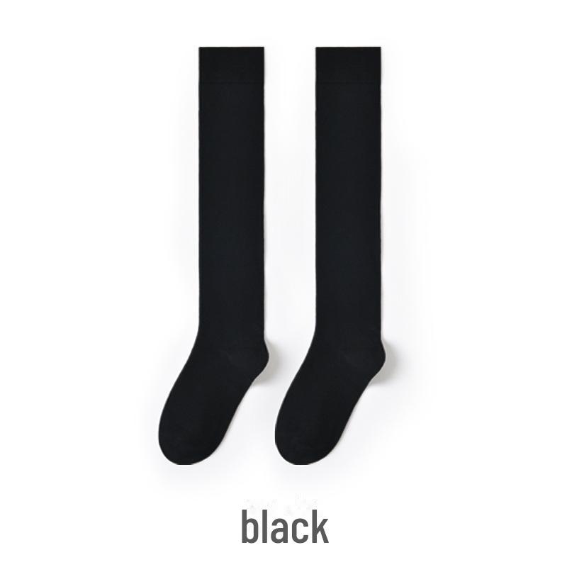 Женские компрессионные носки для похудения из чистого хлопка длиной выше колена на весну и осень - черный цвет, стиль JK