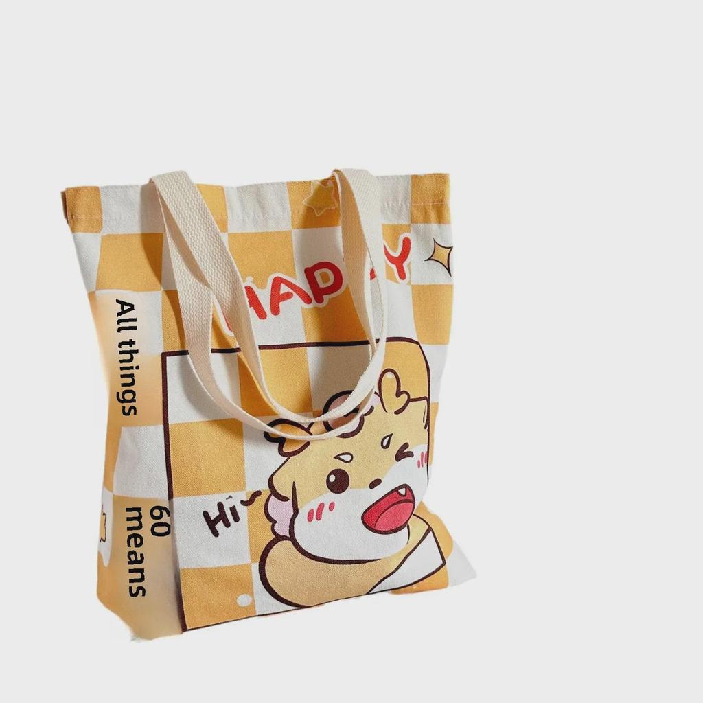 Праздничная сумка из холста с драконом: Большая вместительная новогодняя студенческая сумка через плечо