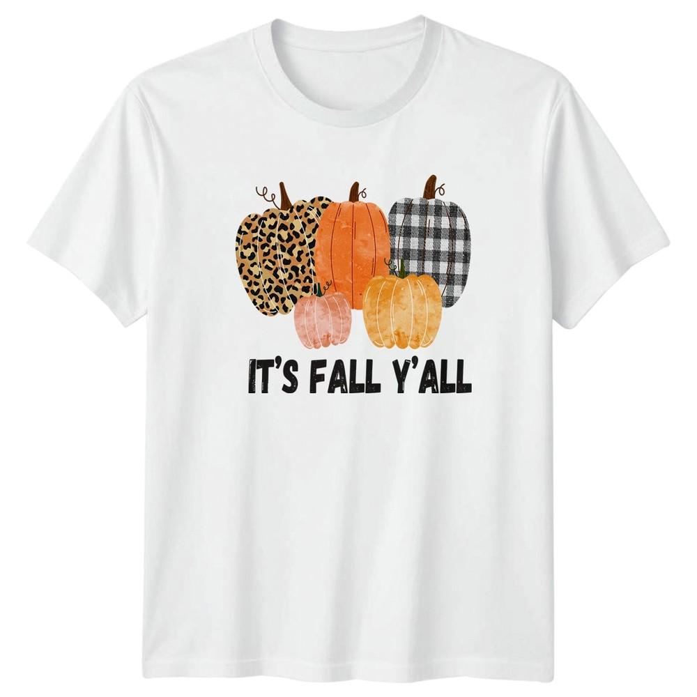 Its Fall Yall Unisexs TShirt Farmhouse Pumpkins Autumn Harvest