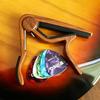 WINGO Classic Flat Guitar Capo for Classic Nylon String Guitars Grain Includes 5 Picks (Wood Color) -