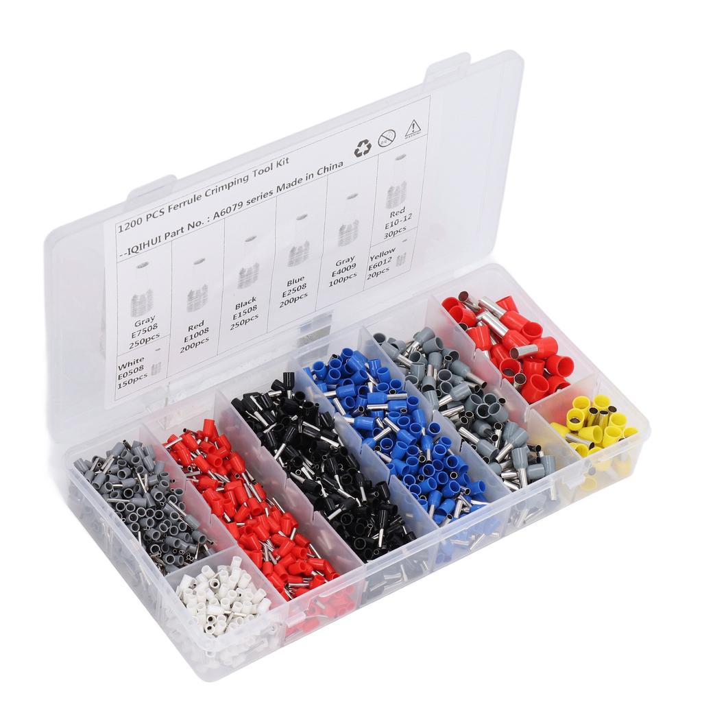 1800Pcs Box Electrical Wire Connectors 8 Types Adjustable Wire Crimp Terminals Ferrule Crimping Tool Kit for Car Home