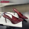 Мода Мода Острый носок Женские Супер Высокий каблук Сандалии Обувь Женская Обувь Слипоны Женские Сандалии на каблуке Туфли-лодочки Большой размер 43