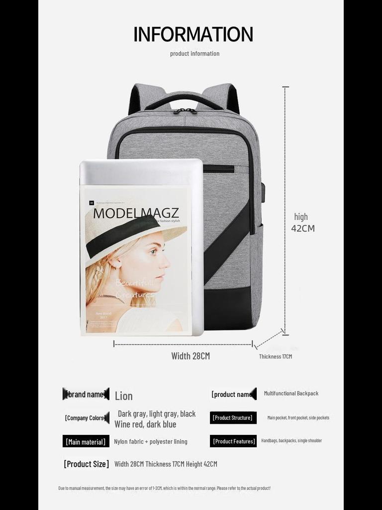 High-End Men's Waterproof Travel Backpack with Laptop Compartment – Large Capacity Business & School Bag