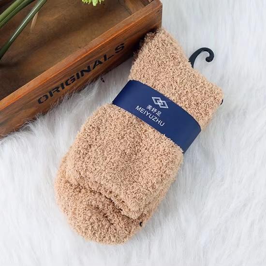 Men's Winter Socks Warm Fluffy Thick Soft Elastic Coral Velvet Indoor Floor Sleep Plush Terry Towel Fuzzy Sock Mens Male Meias