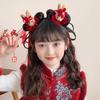 Braid Hair Chinese New Year Headwear Flower Hanfu Hair Sticks All-match Red Bow Hairband  Girls