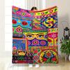 Vibrant Floral, Peacock, and Eye Patterns In Bold, Colorful Truck Art Style. for All Seasons Blanket Lunch Break Throw Gift