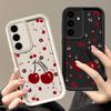 Красный вишневый принт защитный мягкий чехол для объектива Samsung S25 Ultra S24 FE S23 Plus A16 A56 A36 A55 A26 A06 A15 A35 A54 противоударный матовый чехол для телефона TPU
