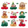 9pcs Christmas Honeycomb Centerpieces Ornaments With Santa Snowman Elk Design For Christmas Party Favors Table Decors