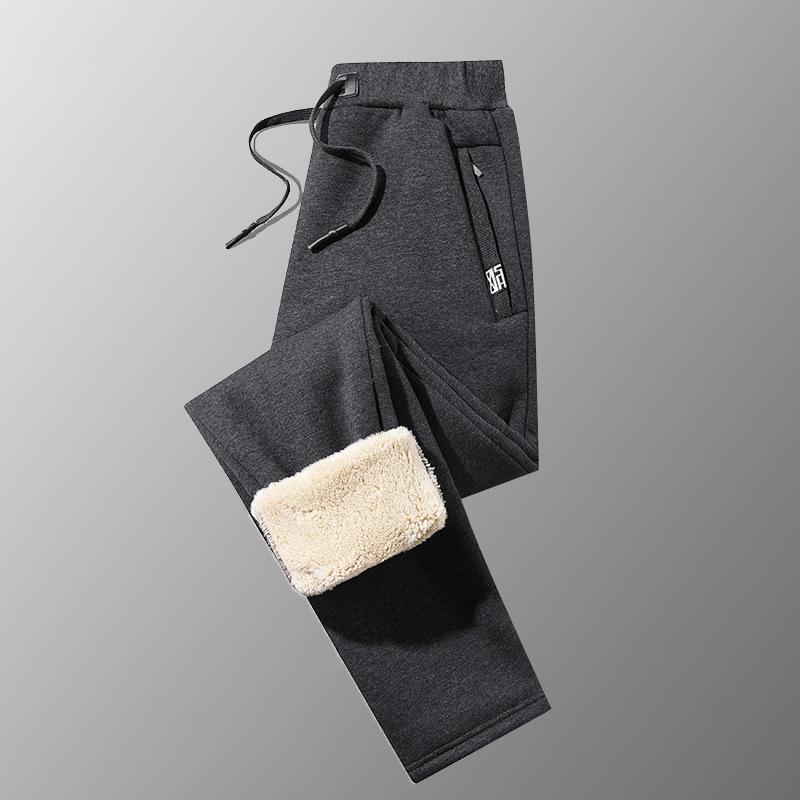 Зимние мужские спортивные штаны из толстого теплого флиса, спортивные штаны с карманами на молнии, повседневные хлопковые спортивные штаны больших размеров