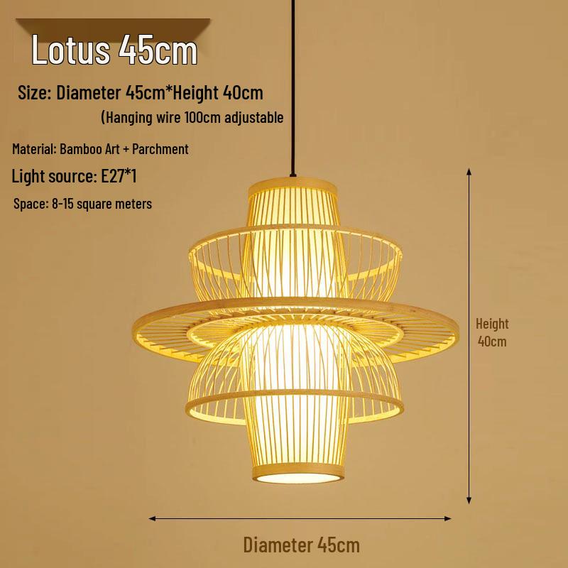 Retro Zen Bamboo Weaving Pendant Lamp for Restaurants & Teahouses