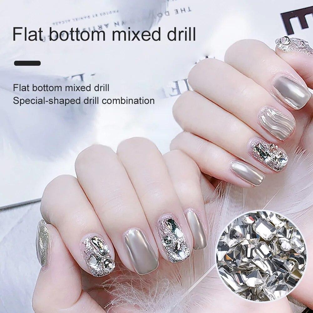 100 шт. смешанные кристаллы AB для дизайна ногтей, стразы с плоской задней поверхностью, стеклянные камни для ногтей, драгоценные камни для 3D ногтей, украшения для маникюра «сделай сам»