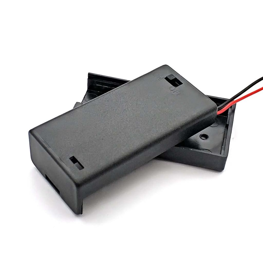 Черный Прозрачный Пластиковый Бокс для Хранения Батареек AA размера, Держатель с Выводами, с 2 Слотами, Бокс для Хранения Батареек AA размера