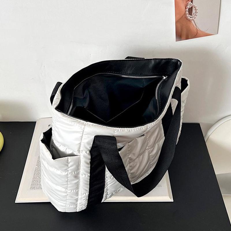 Модная нейлоновая стеганая сумка с мягкой подкладкой для женщин, сумка через плечо из космического хлопка, мягкая пушистая сумочка, женский шоппер, сумка под мышку KTY