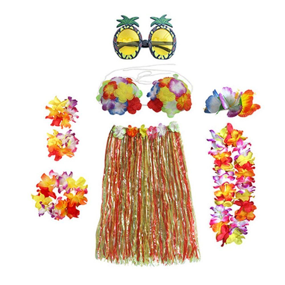 Гавайские принадлежности для вечеринки очки гирлянда ожерелье костюм повязка на голову гавайская хула юбка комплект маскарадный костюм