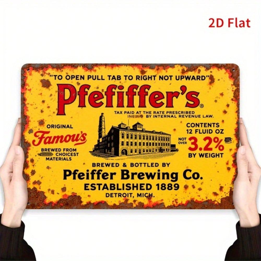 Винтажная металлическая жестяная вывеска Pfeiffers Beer Ретро настенный декор Рустик Индустриальное искусство