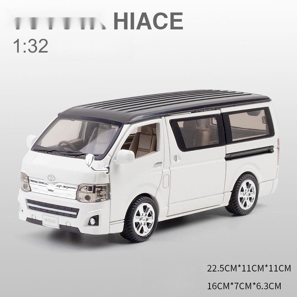 1:Модели игрушечных автомобилей HIACE Масштаб 32 Сплав Литье под давлением MPV Открывающиеся двери Инерционный Звук Свет Автомобиль для деловых поездок Подарки для мальчиков