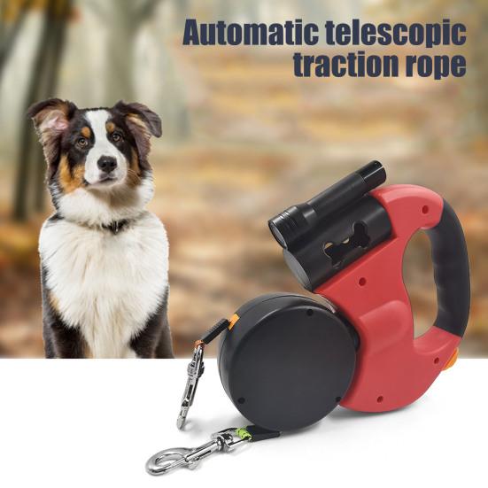 Выдвижной поводок для домашних животных, не спутывающийся, двойной ремень для выгула собак с дозатором для пакетов для фекалий и