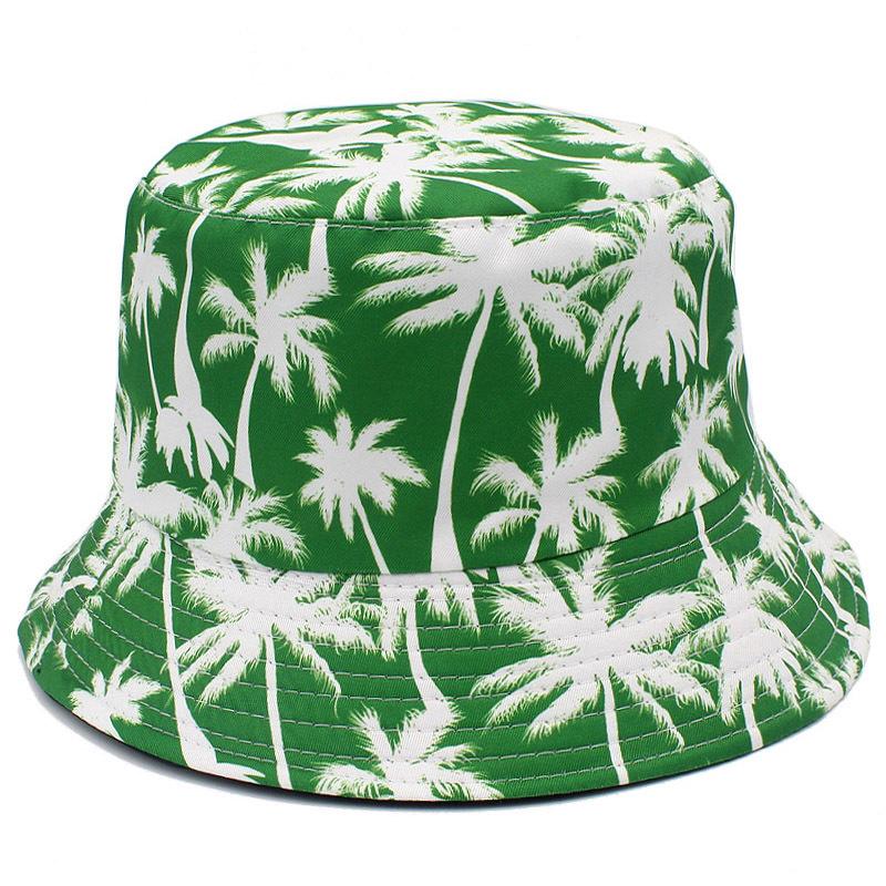 Beach Coconut Tree Print Bucket Hat Unisex Fisherman Caps for Men's and Women's Summer Outdoor Sunscreen Fashion Decorate Panama