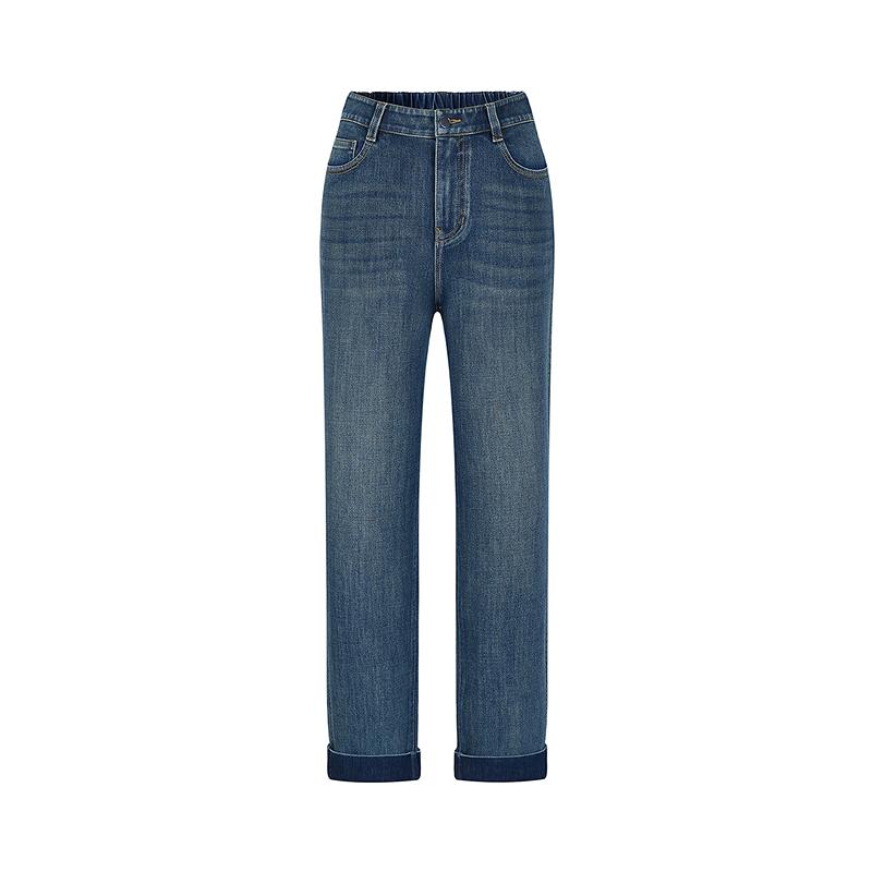 JUZUI Fashionable and Simple Hot Diamond Tube Jeans for Women's Summer New Style JTFX12101
