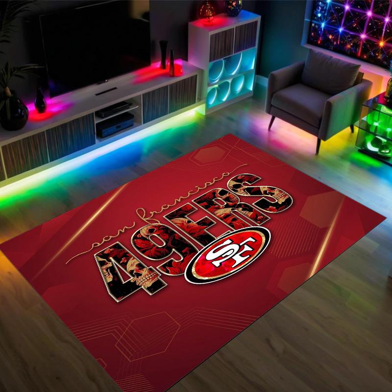San Francisco 49ers Design Crystal Velvet Carpet Cozy Non?Slip Printed Rug For Bedroom Living Room Entrance