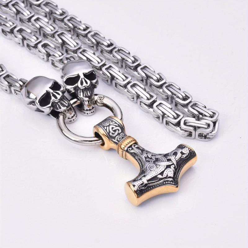 Ретро Подвеска в виде черепа викинга - Ожерелье из нержавеющей стали в скандинавском готическом стиле