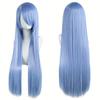 80cm Long Synthetic White Purple Cosplay Wigs Green Hair Straight Silver Wig Pink Hairpiece Lolita Wig with Bangs