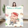 Cartoon L-Lulu Pig  Warm Soft Blankets  Travel Office Throw Blanket Street Trend Couch Chair Flannel Bedspread Sofa Bed Cover