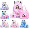 3Pcs/set Backpacks Anime Demon Slayer Backpack Back To School Backpack Child Boy Girl Kawaii Lunch Bag Pencil Case Student Bags
