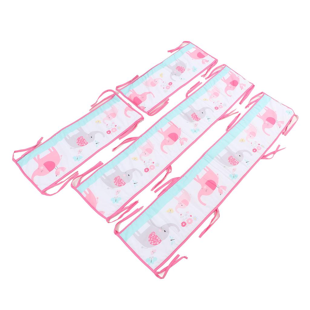 Комплект мягкой защитной подкладки для детской кроватки с милым принтом и дышащими однотонными полосками для мальчиков