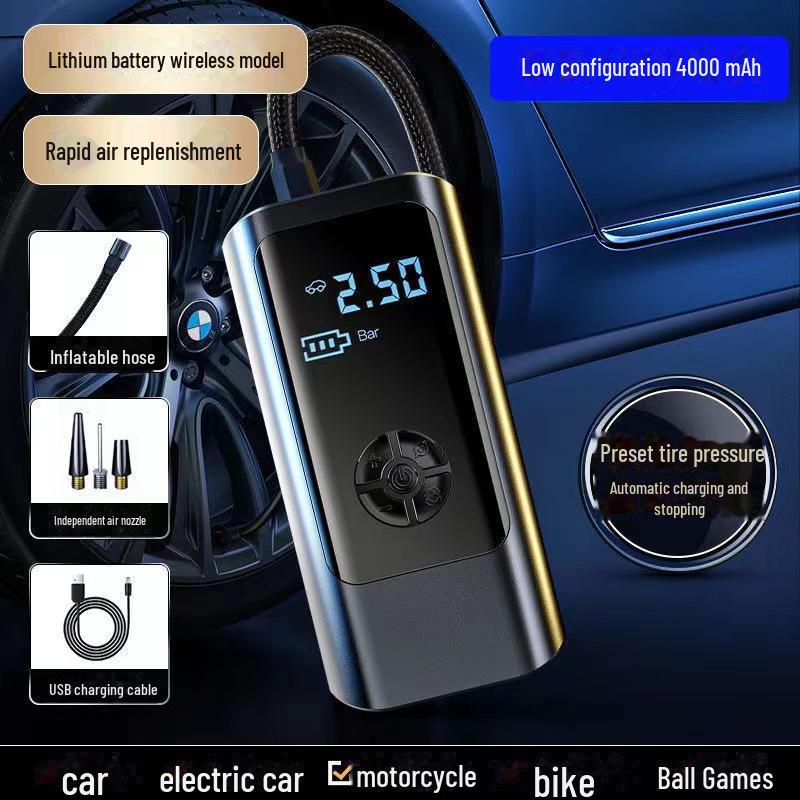 Компактный беспроводной портативный автомобильный насос для шин
