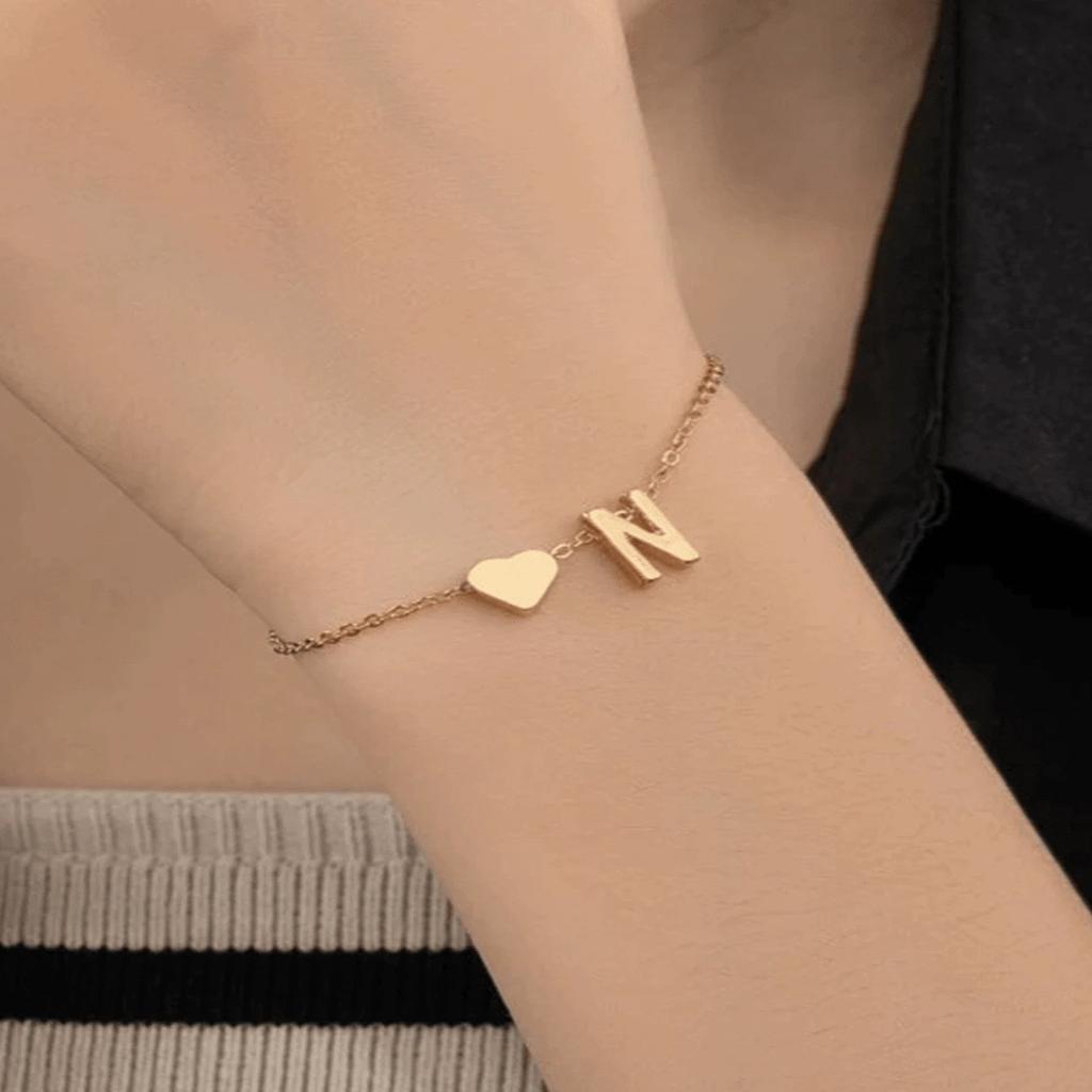 Initial Heart Bracelet Heart Letter Bracelet Personalized Monogram Bracelet 1 Pc
