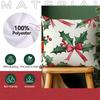 Winter Christmas Bow Pillowcase Printed Polyester 40/45/50cm Throw Pillowcover Decorative Sofa Cushion Pillowslip Home Decor