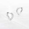 Silvery Heart Shape Earrings 925 Sterling Silver Women Zircon Ear Studs Sparkling Pave Hoop Earring Jewelry Gift