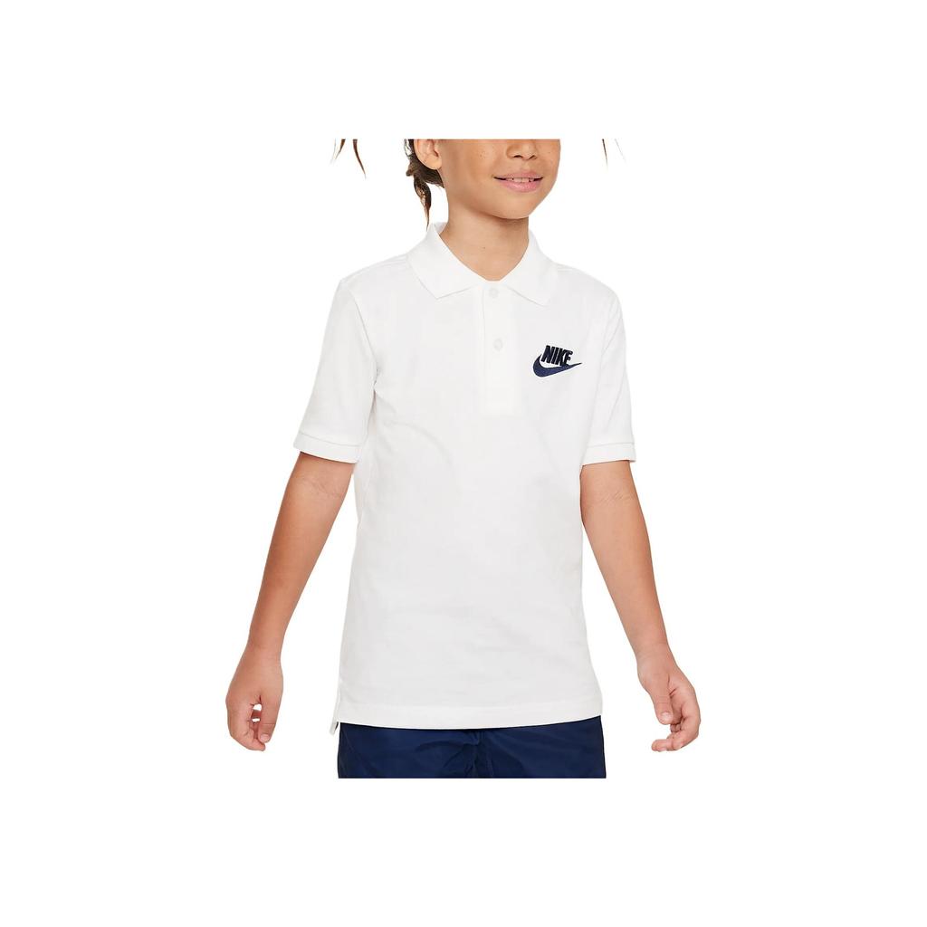 Nike Sportswear Polo T-Shirt Fashion Comfortable Soft Casual Short Sleeve Kids Tops White Obsidian 826437-100