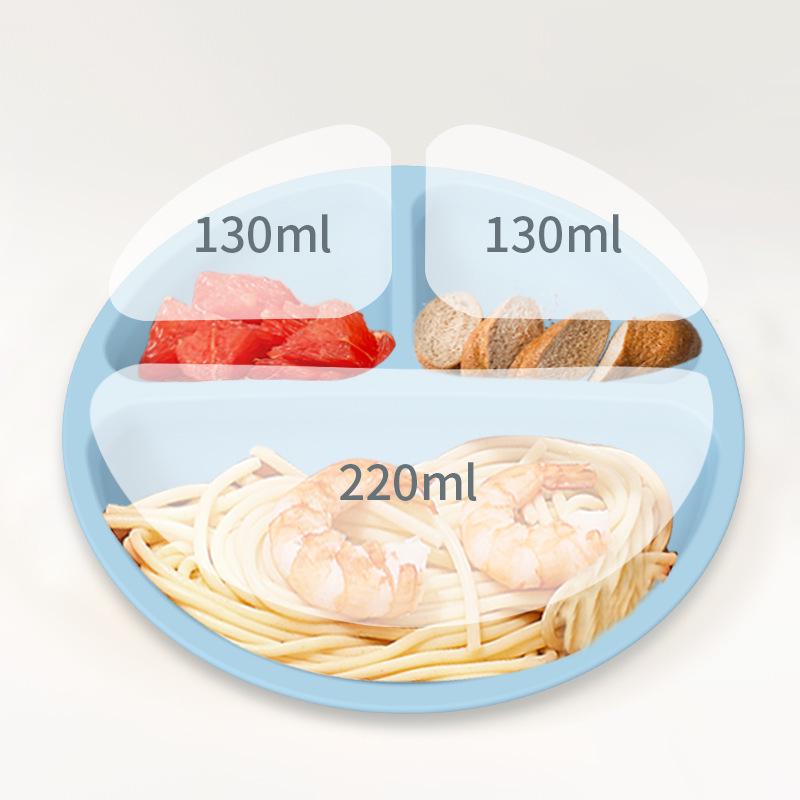 Baby Silicone Plate with Four Suction Cups - Divided Feeding Bowl for Toddlers