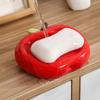 Мыльница в форме красного яблока Керамическая Милая мыльница Тарелка для слива и хранения Портативная подставка-держатель для мыла Аксессуары для ванной