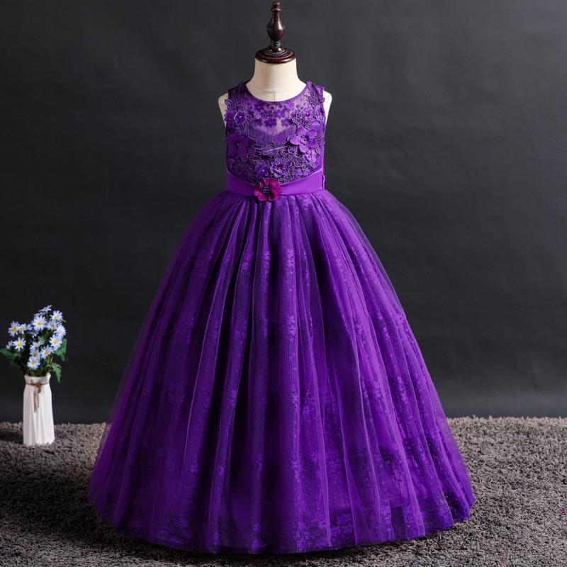 Girls Long Formal Dress Princess Gown Pageant Wedding Party Kids Prom