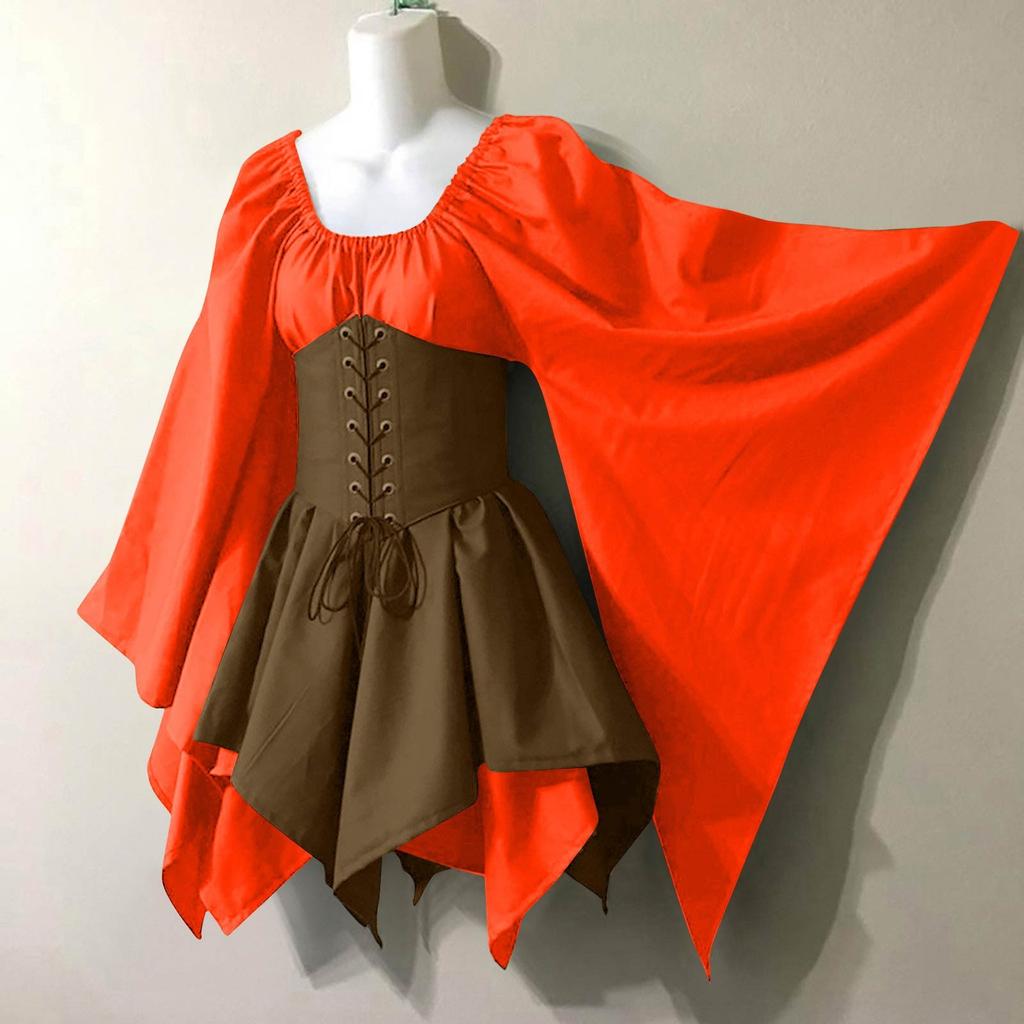 Women Fashion Long Sleeve Vintage Dress Cosplay Party Evening Night Formal Dress