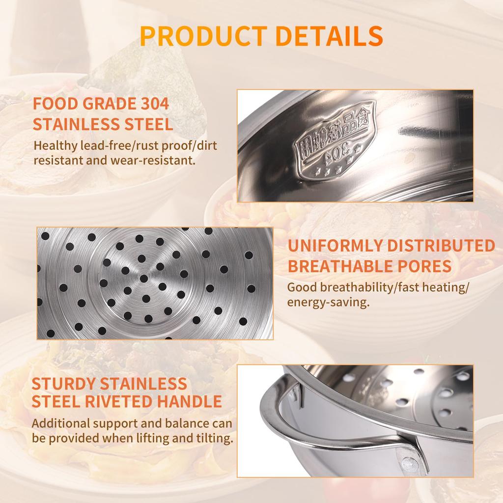 Haskoss 20 см Толстая пароварка из нержавеющей стали с двойными ручками для суповой кастрюли и молочной кастрюли, Кухонный инструмент