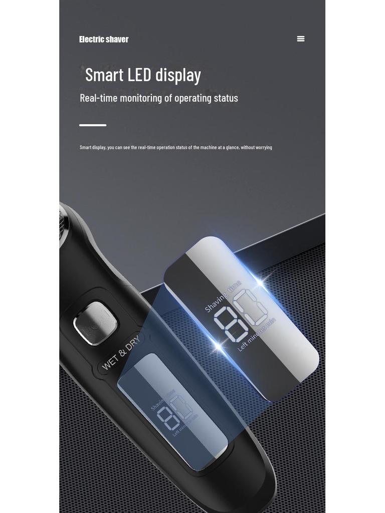 Многофункциональная электробритва: Интеллектуальный ЖК-дисплей, мужская бритва 3 в 1, триммер для носа, моющаяся конструкция