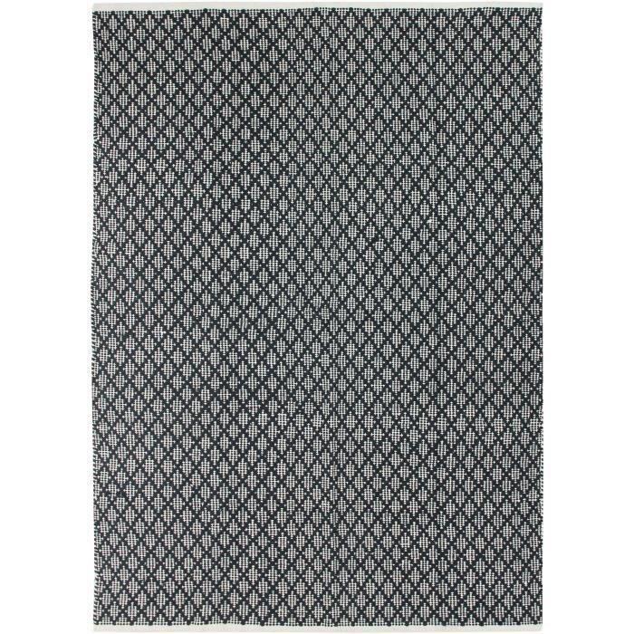 Terra Rug - 120 X 170 Cm - White and Black Crisscross Strip